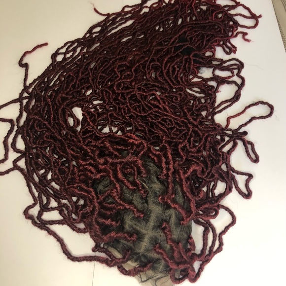 40” Full Lace Front Wig With Baby Hair Synthetic Locs Braid Wigs burgundy color - Picture 6 of 7